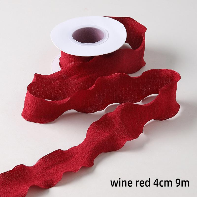25/40mm 10Yards Candy Color Ribbon Wavy Edge Fishtail Yarn Ribbon for Gift Wrapping DIY Bow Bouquet Cream Style Wrinkled Ribbons