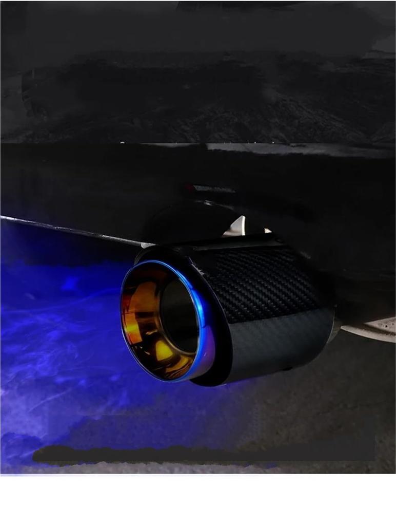 Muffler Cutter Burnt Blue Pipe Black Carbon Fiber Exhaust Muffler Tip for Mini for