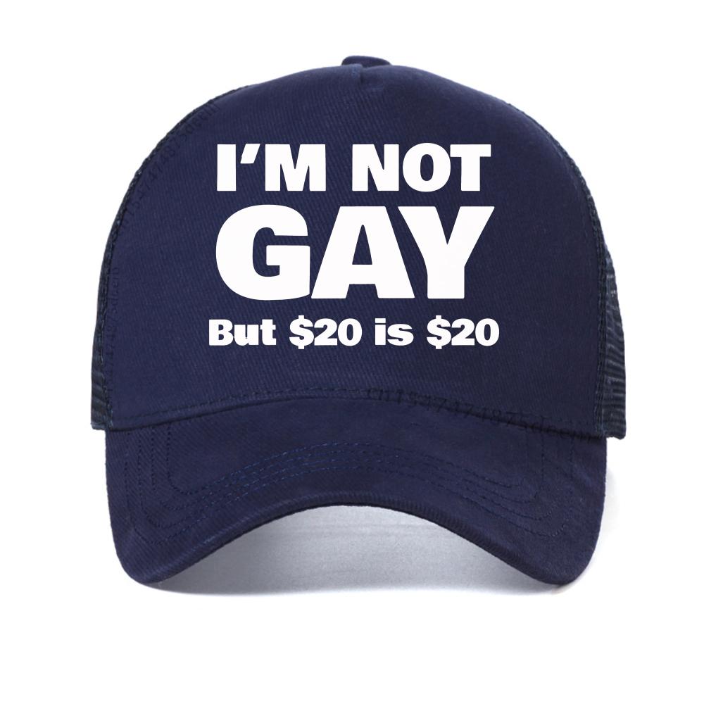 Ich bin nicht schwul, aber 20 ist 20 Aufdruck Baseballkappe Lässig Mann Bisexuell Lesbisch LGBT Schwul Grafikmützen Outdoor Atmungsaktive Trucker-Kappe