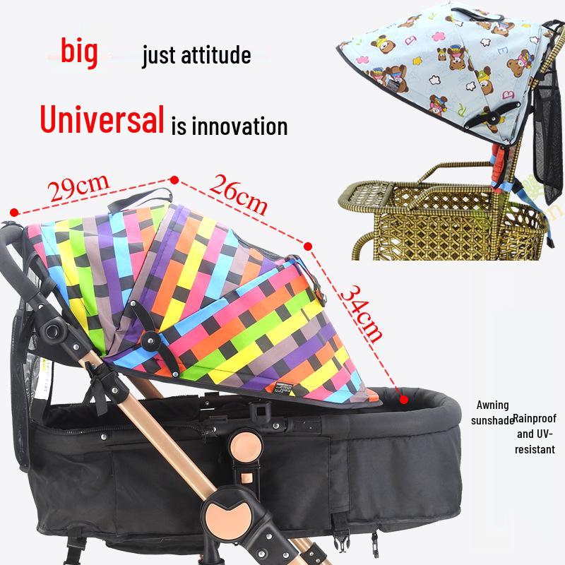 Universal Baby Stroller Sunshade Canopy with Pockets