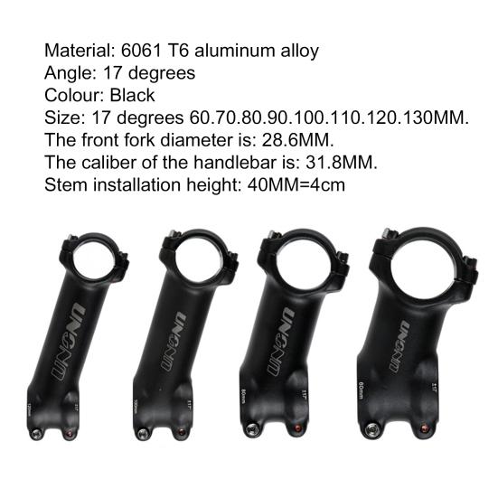 UNO ±17 Degrees 60-130MM Bicycle Handlebar Stem for Cycling