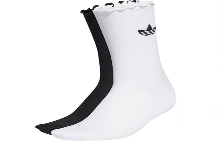 Adidas Originals Semi-Sheer Ruffle Crew Socks 2 Pairs HC9532 XS