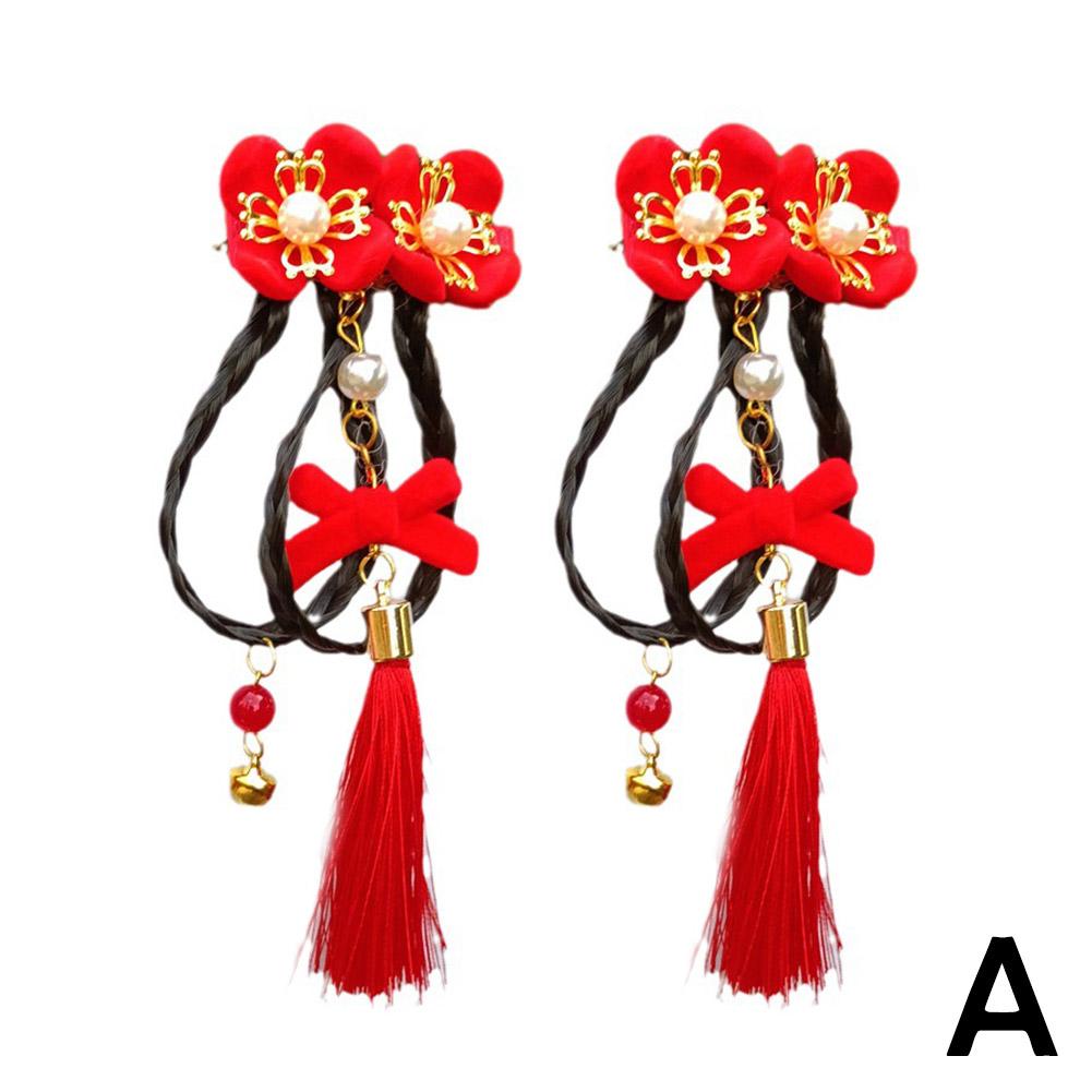 

Детская красная заколка-бантик простая корона плюшевые волосы ханьфу девушки бант заколки китайские палочки H U0G2 style1-One size