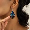 Colorful Dragonflies Flowers PU Leather Earrings Y2K Earrings Double-sided Printed Water Drop Earrings