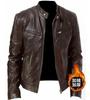 Foreign Trade European And American Men'S Clothing Men'S Leather Jacket Male Teenager Stand-Up Collar Punk Men'S Locomotive Leather Jacket Plus Logo
