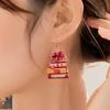 Acrylic Dangle Earrings 1 Pair Book for Women, Vintage Stacking with Pink Worm Gift Ideas Bow And Heart, Funny Jewelry, Back to School Gifts Teachers