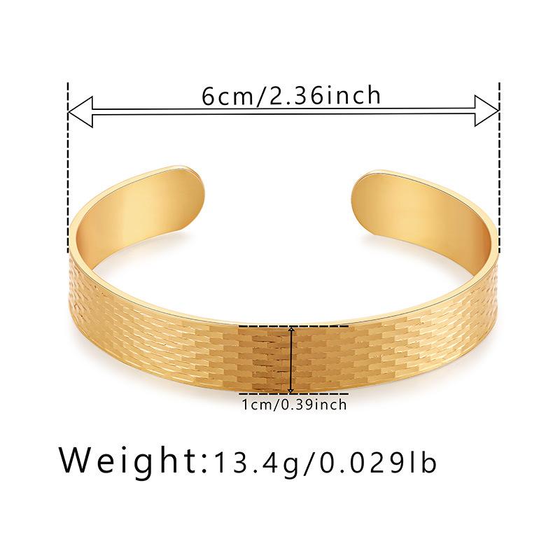 Classic Plain Open Cuff Bracelet Minimalist Business Style Unisex Metal Wristband