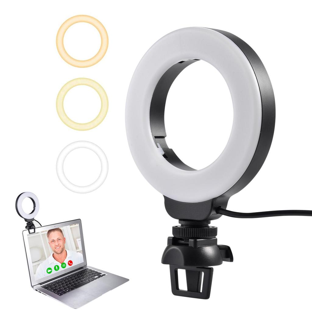 Clip On Ring Light with Clamp Mount for Laptop Video Conference Portable 4 Inch Zoom Light