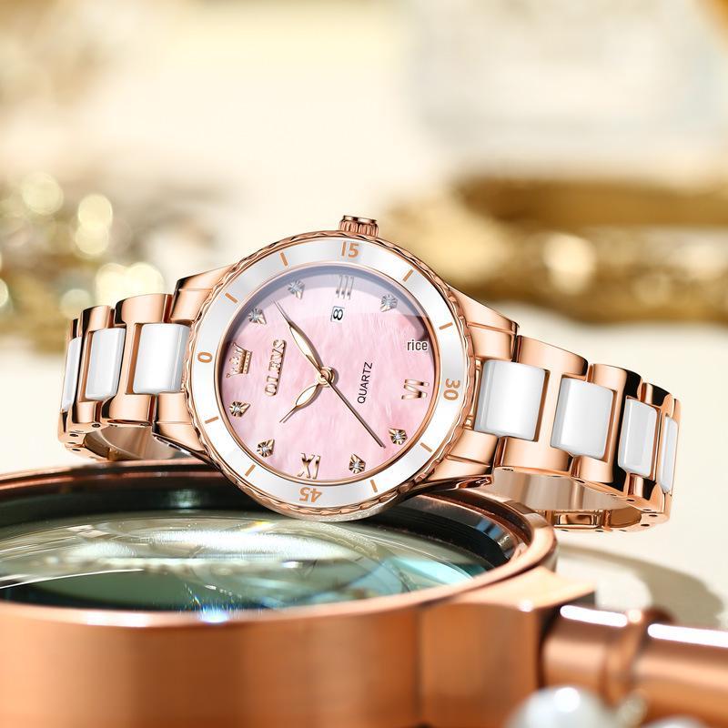 

Oulishi Ceramic Strap Quartz Watch - Trendy & Simple Women s Design