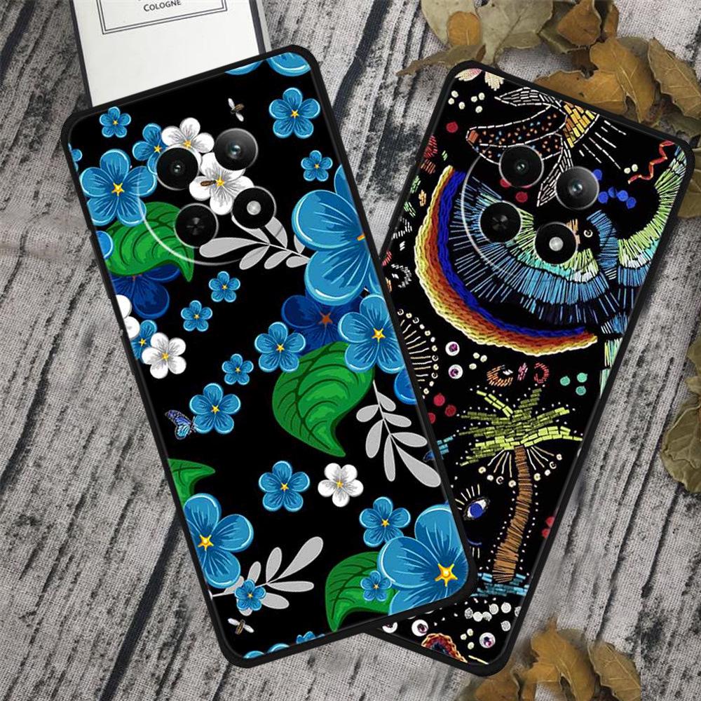 Realme 12 5G Phone Case: Embossed Color Painting, Drop-proof with Concave-convex Texture - 1 Piece