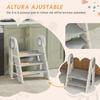 Adjustable Learning Tower Ladder for Children 18+ Months Non-Slip for Bathroom Kitchen Bookshelf Gray and White
