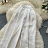 Summer Women Casual Smooth Satin High Waist Pant Trouser with Pocket for Girls