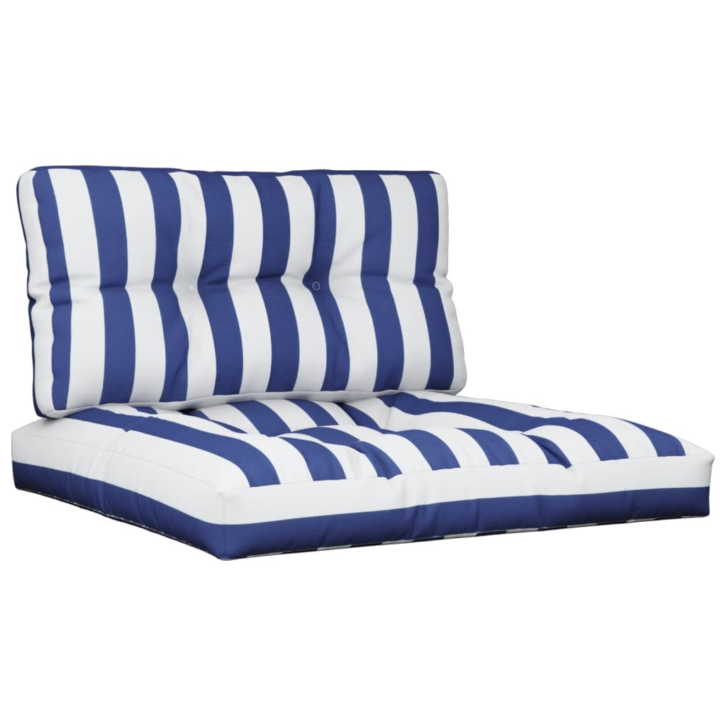 2 Piece Pallet Cushions Blue & White Striped Fabric