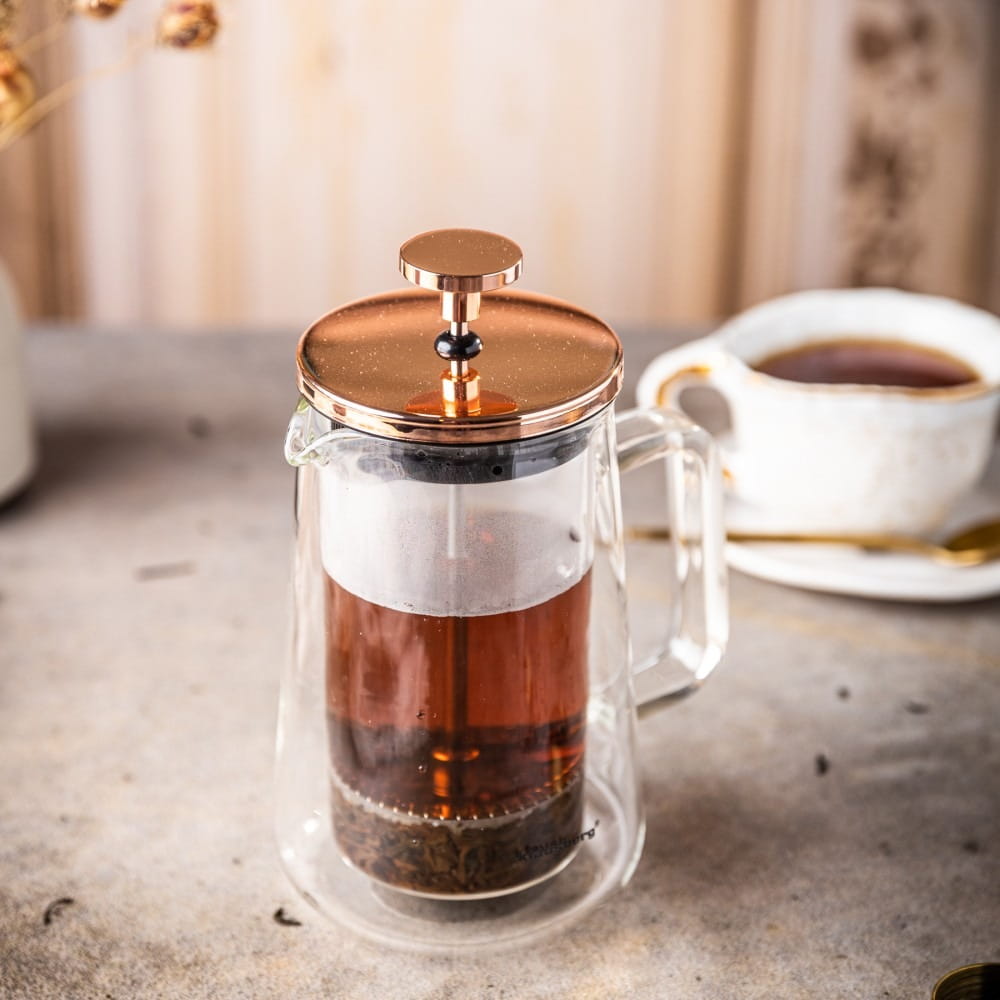 Kávovar/konvice na čaj 0,35 l French Press růžové zlato KLAUSBERG KB-7723