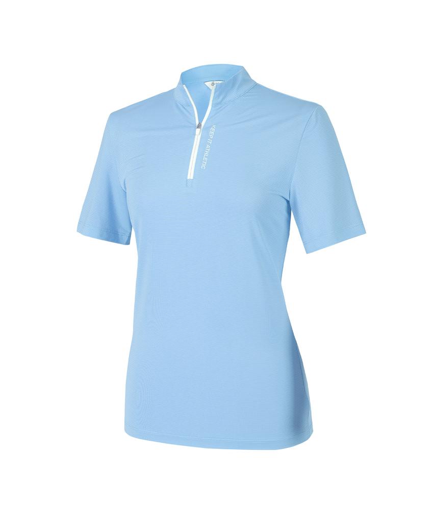 2ELA [2Pack] Women'S Everycool Cooling Zip-Up Short Sleeve T-Shirt 5 Colors (D Type)