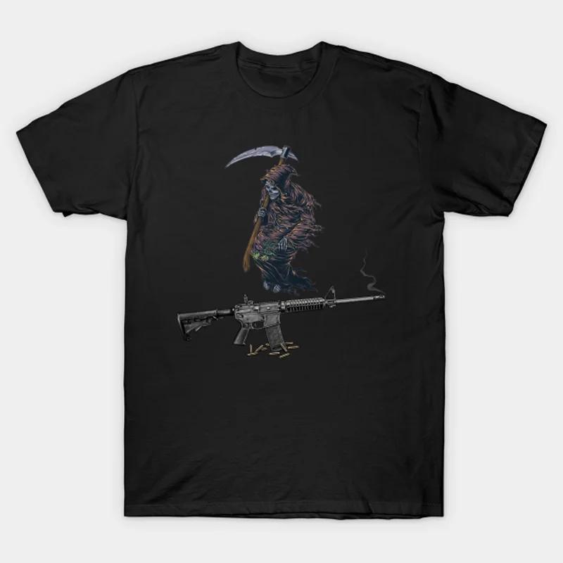 

Grim Reaper AR-15 Rifle T-Shirt 100% Cotton O-Neck Summer Short Sleeve Casual Mens T-shirt Size S-3XL - Men s Summer Cotton G... S разноцветный