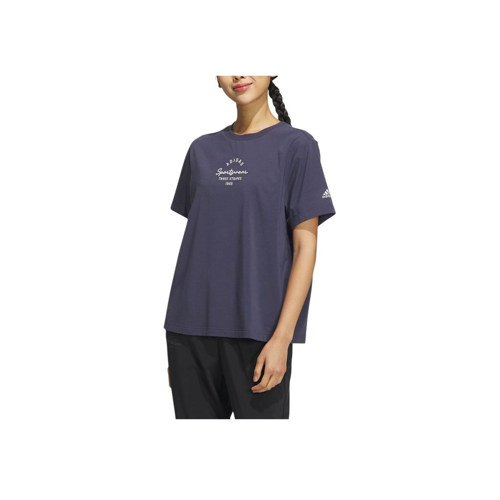 Adidas Sport Training Casual Round Neck Short Sleeve T-Shirt Women Tops Navy IS7404