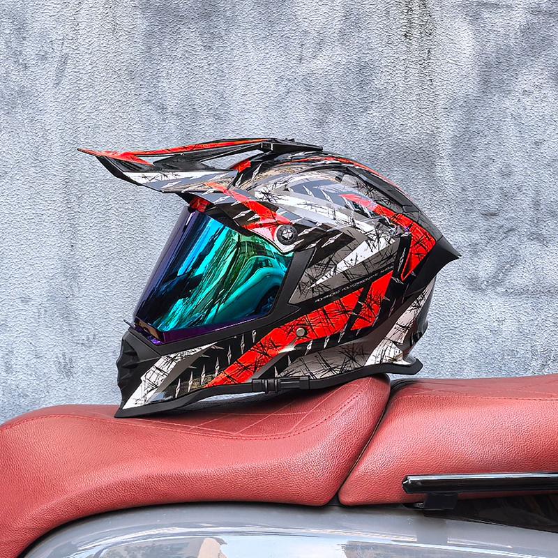 LVS Adult motocross helmet full face cross helmet with 800 off road helmets dot authentication dual lens matching