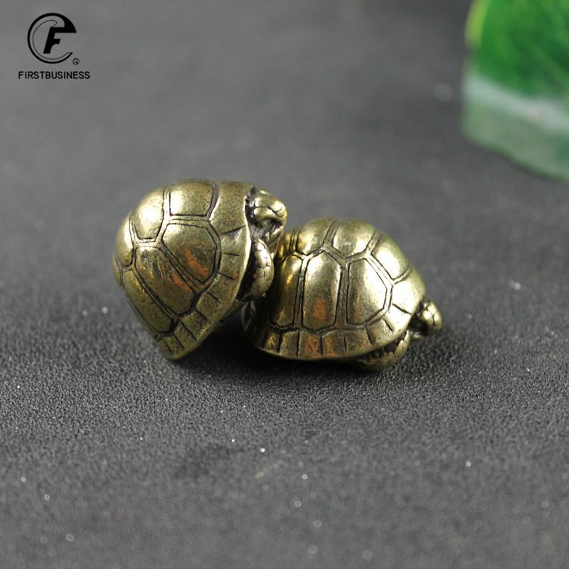Heavy Ball Shape Turtle Miniatures Figurines Antique Metal Brass Animal Tortoise Small Statue Tea Pet Table Ornament Home Decors