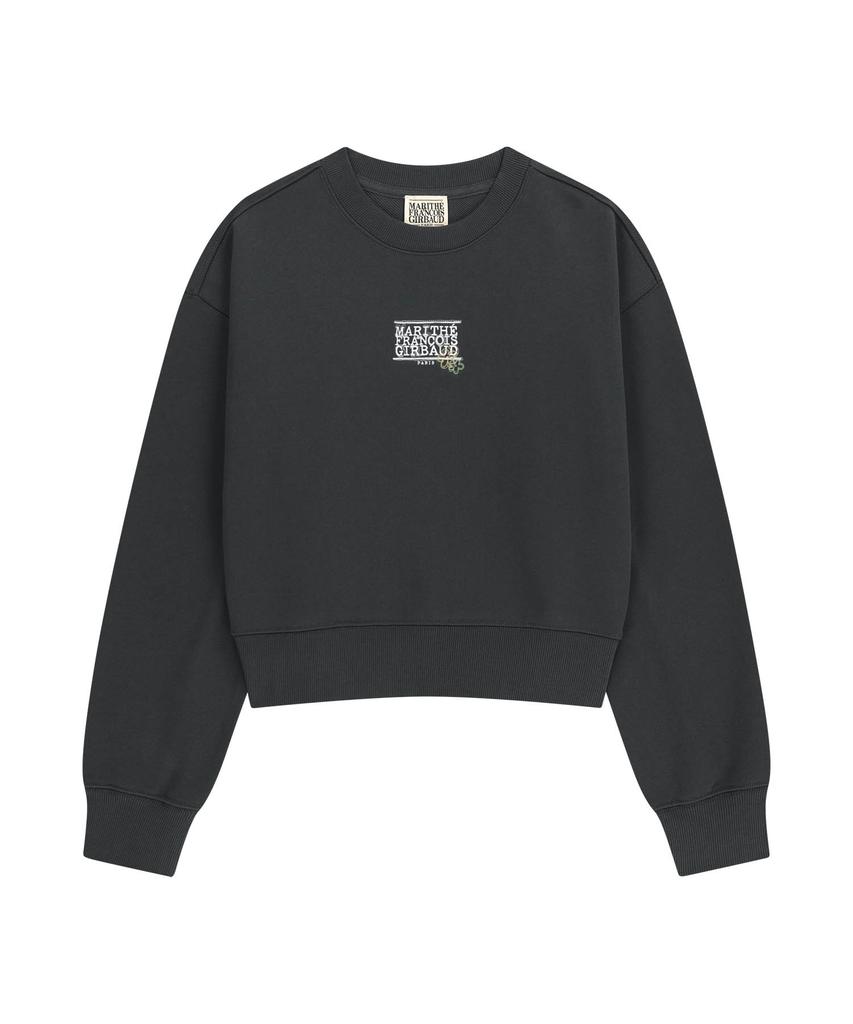 Malittepeulangsowajeobeo W Flower Classic Logo Crop Sweatshirt Charcoal