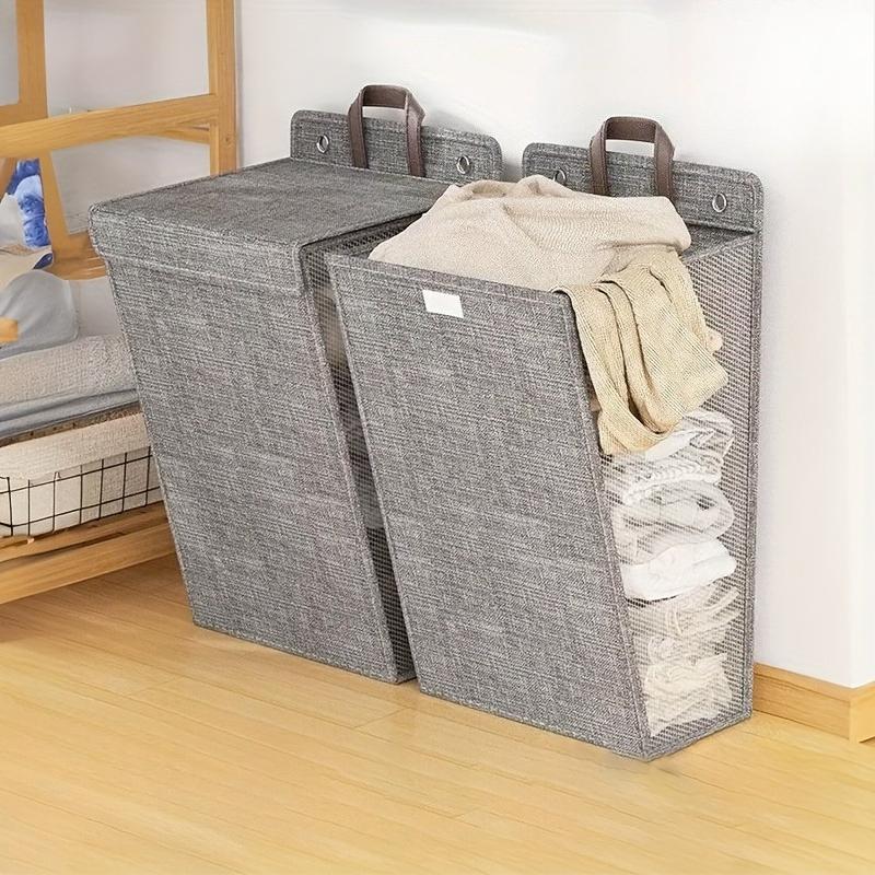 Wall-Mounted Foldable Hamper with Cover | Space-Saving Cloth Basket Suitable for Bathroom, Bedroom, Living Room