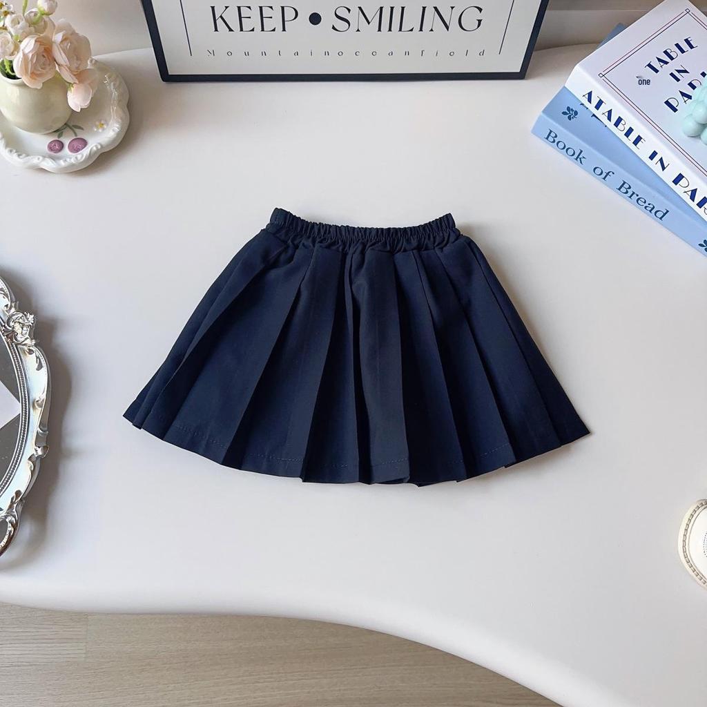 Mädchen Retro Karobluse & Plisseerock Set für Herbst und Frühling