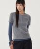 COVERNAT WOMAN Henley Neck Layered Long Sleeve Melange Gray