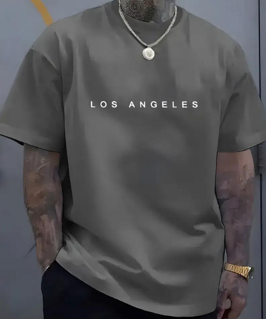 Herr mode trend bokstavstryckt kortärmad T-shirt, sommar bekväm avslappnad topp mångsidig ren bomull kortärmad skjorta