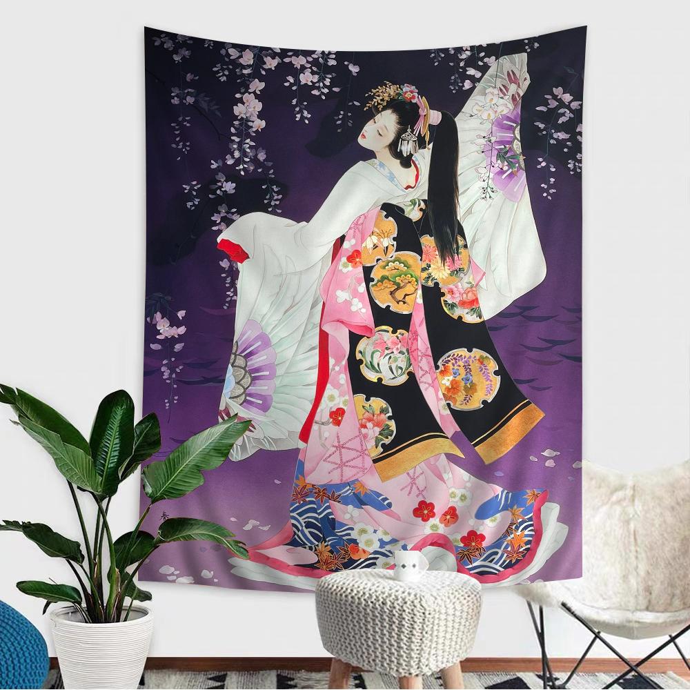 Japanese Geisha Hanging Bohemian Tapestry Hanging Tarot Hippie Wall Rugs Dorm Home Decor