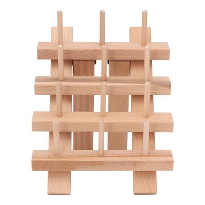 12 Spools Wooden Sewing Thread Holder Foldable Bobbin Hanging Rack for Household DIY Embroidery