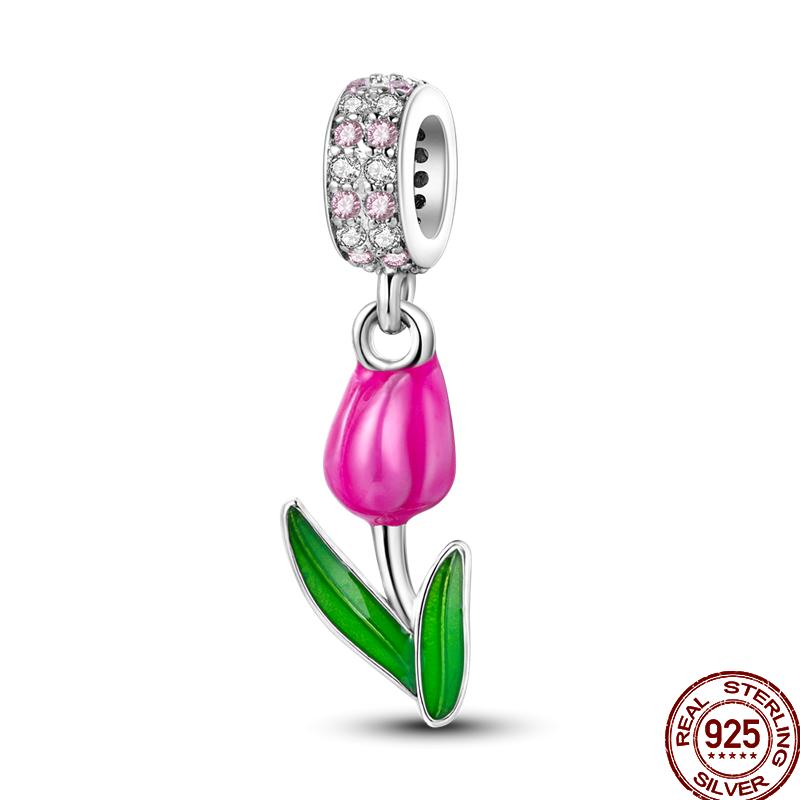 Frühlings-Charm Kupfer Vierblättriges Kleeblatt Schmetterling Libelle Anhänger Perlen Geeignet Für 3Mm Original Armband DIY