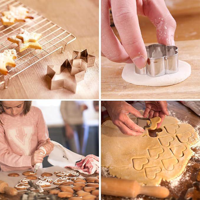 30-Piece Stainless Steel Cookie Cutter Set - Heart, Star, Flower Molds for DIY Baking