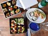 Tableware East Japanese Modern Hors d'oeuvre Square Two-Tiered Box, 18cm, White, with Dividers