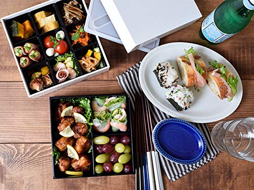 Tableware East Japanese Modern Hors d'oeuvre Square Two-Tiered Box, 18cm, White, with Dividers