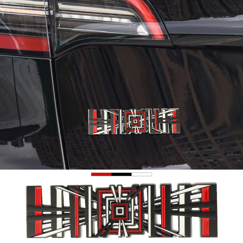 For Tesla Model 3 Y S X Roadster Cybertruck Car Style Plaid Logo Badge Sticker Trunk Emblem Decal Performance Letter Decoration