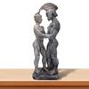 Resin Sculpture Statue of Two Standing Male Figures One Wearing a Helmet Detailed Textured Finish for Home Decor Indoor Use