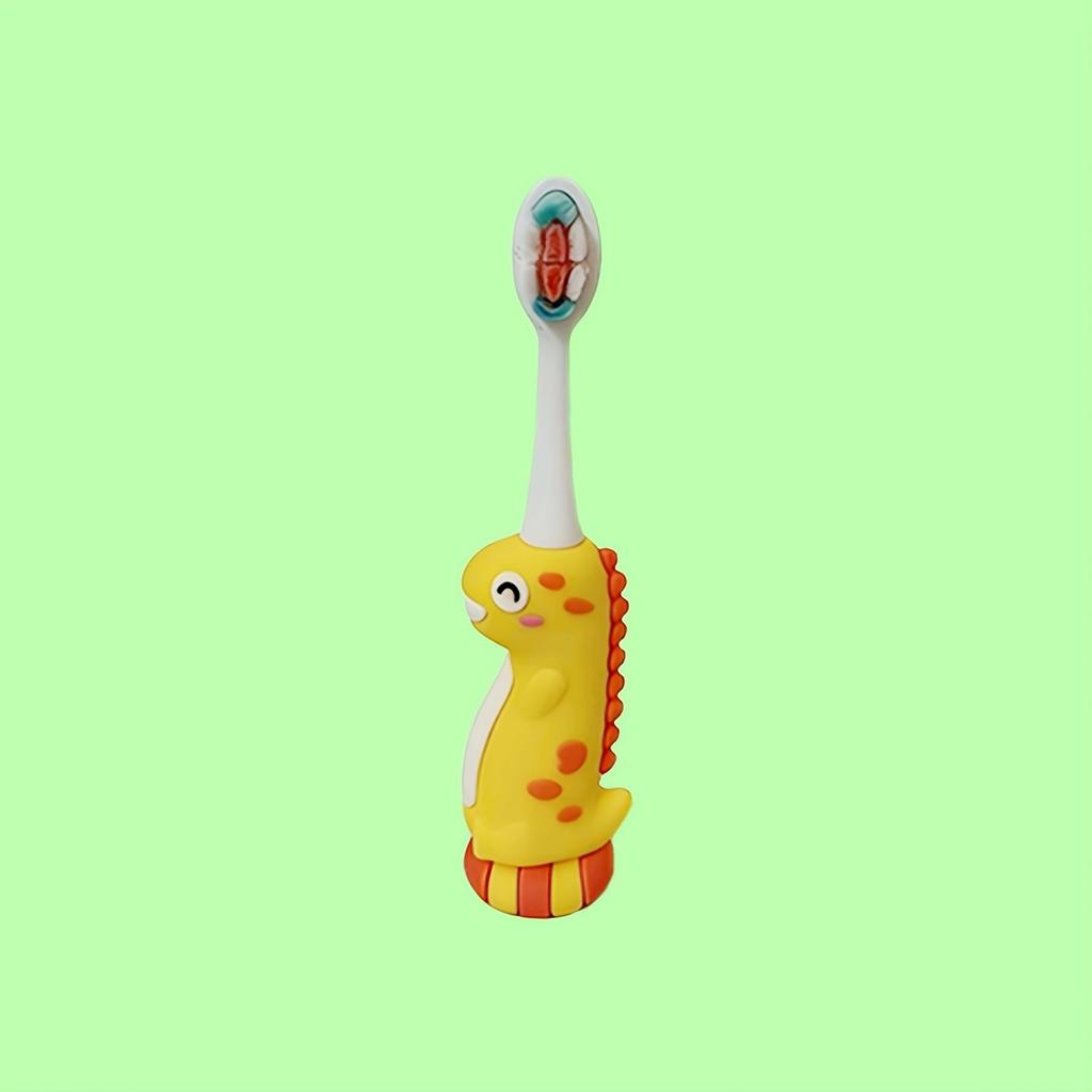 Spazzolino da denti in nylon con setole morbide, design simpatico con dinosauro, cura delicata delle gengive, impugnatura facile, regalo ideale per bambini e adulti