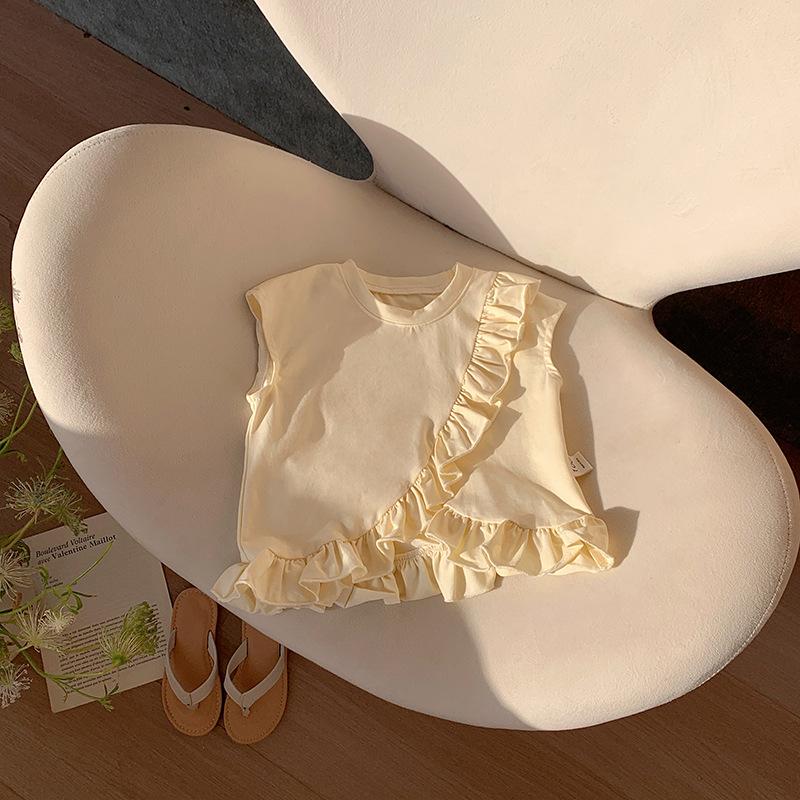 Korean-Style Ruffled Lace Batwing Sleeve Girls' Knit Top - Summer 2026 Collection