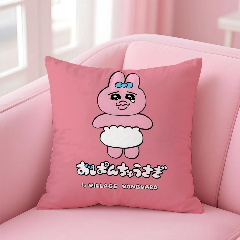 Funny Cute Japanese Character OOpanchu Usagi Cushion Cover Pillowcase Short Plush Invisible zipper Room Sofa Cushion Cover