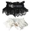 Women Belt Embroidery Lace Splicing Adjustable Fit Wide Elastic Belt Breathable Lace Imitation Leather Waistband Versatile Accessory