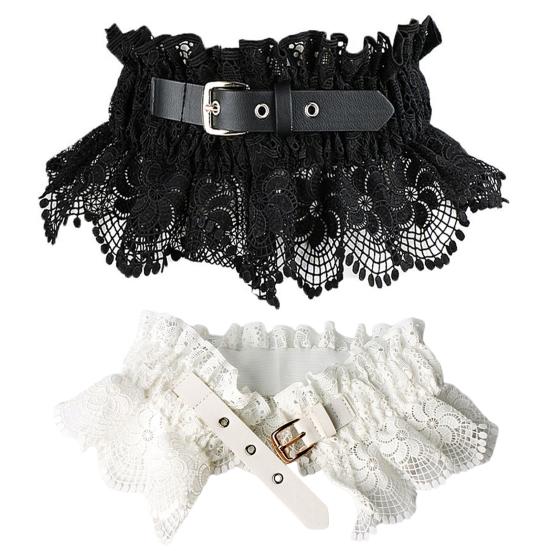 Women Belt Embroidery Lace Splicing Adjustable Fit Wide Elastic Belt Breathable Lace Imitation Leather Waistband Versatile Accessory