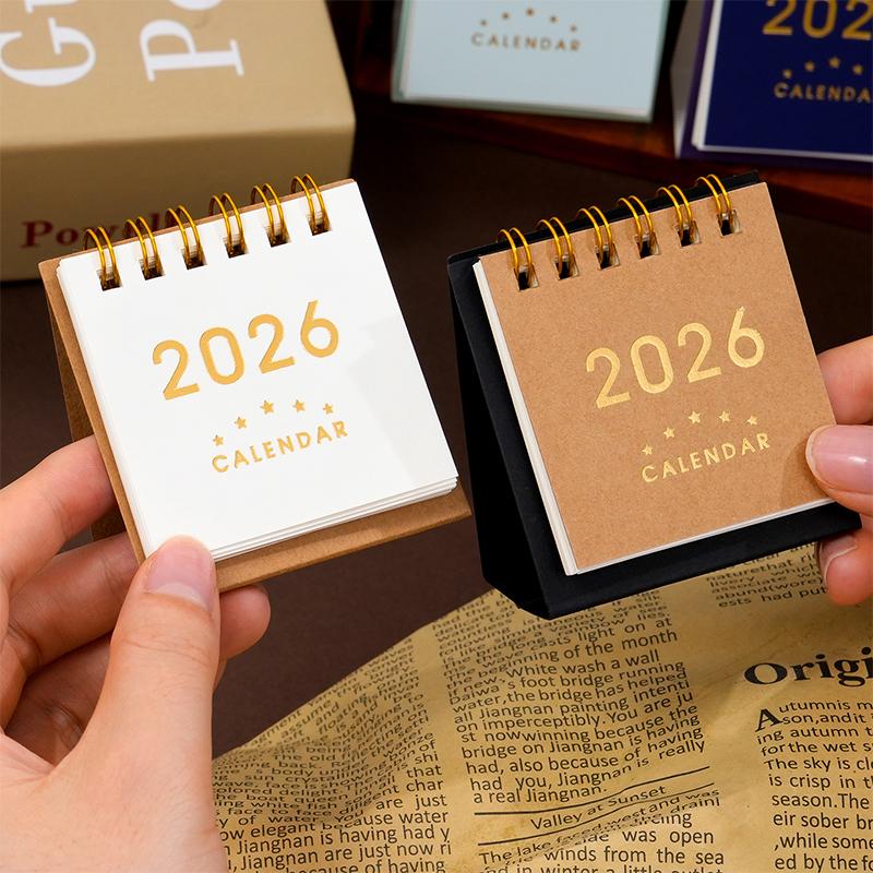 2026 Pferdejahr Mini Schreibtischkalender Einfacher Tragbarer Spiral-Monatskalender Planer Büro- und Heimdeko