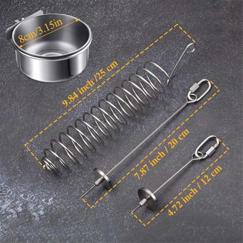 Bird Holder Cage Feeder Toy Parrot Stainless Steel Bowl Hanging Skewer for Fruit Treat for Lovebird Conure X3UC