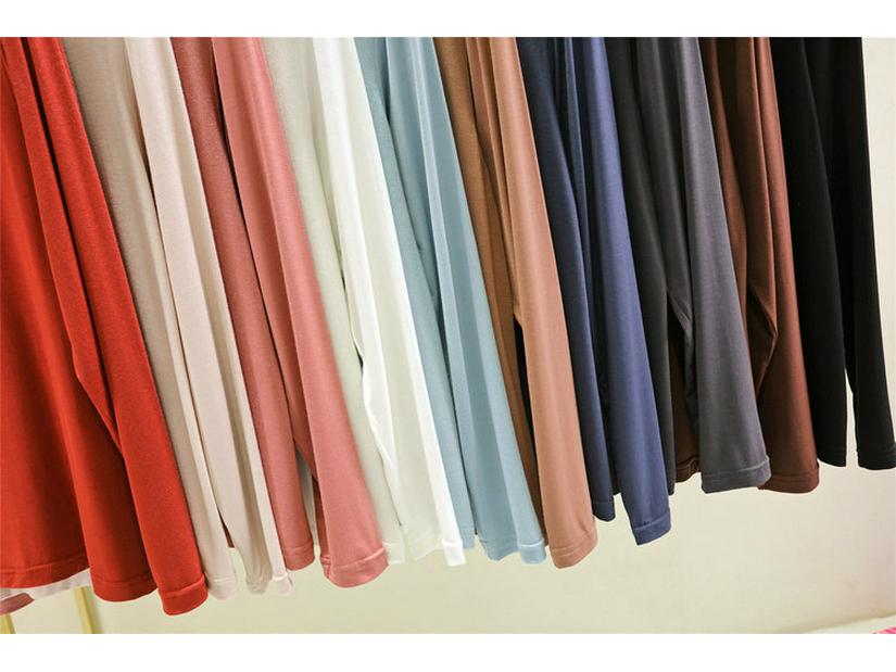 Damski jesienny zestaw piżamowy z bawełny modalnej – bluzka z długim rękawem i spodnie z szerokimi nogawkami