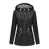 Women's Long Sleeve Hooded Jacket Drawstring Loose Fit Casual Windbreaker Raincoat Outerwear