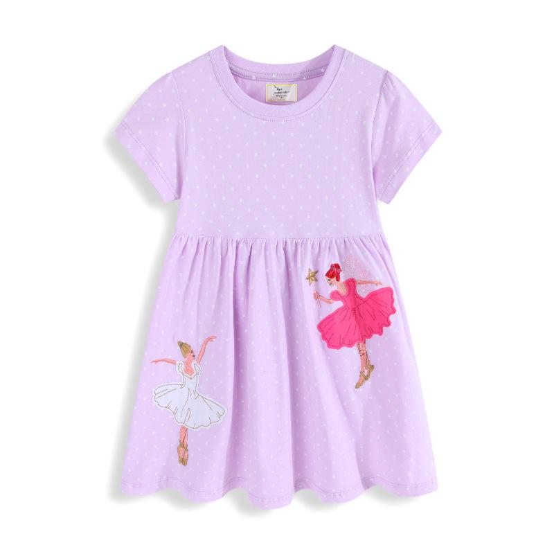 

2026 Summer Kids Dress: Short Sleeve Knit for Girls - European and American Style 2T Height 80-90cm