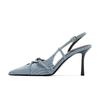 Summer new foreign-style denim blue pointed-toed high-heeled sandals women's 2025 slick-heeled Muller fashion sandals