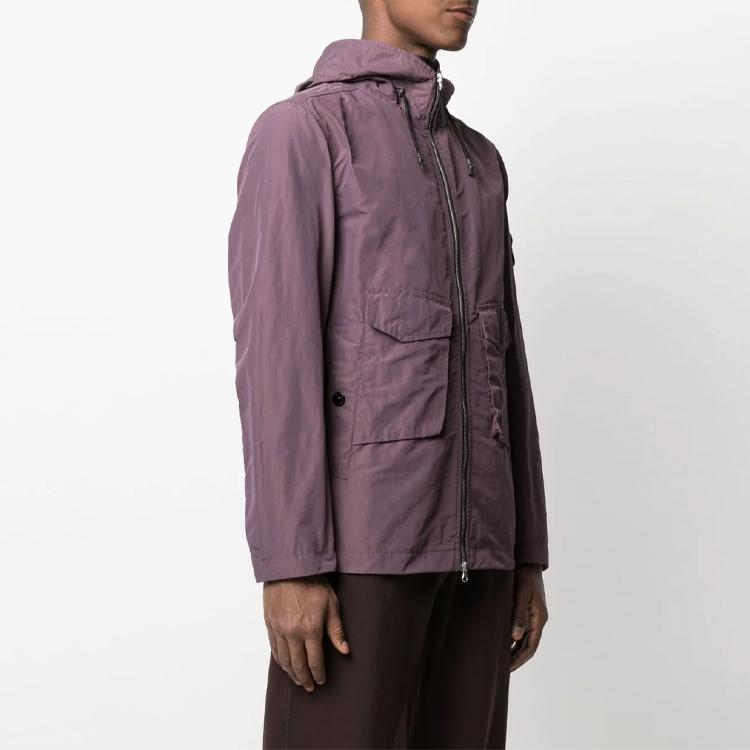 Stone Island Patch Zip Hooded Jacket Men Jackets Purple 741541122-V0011