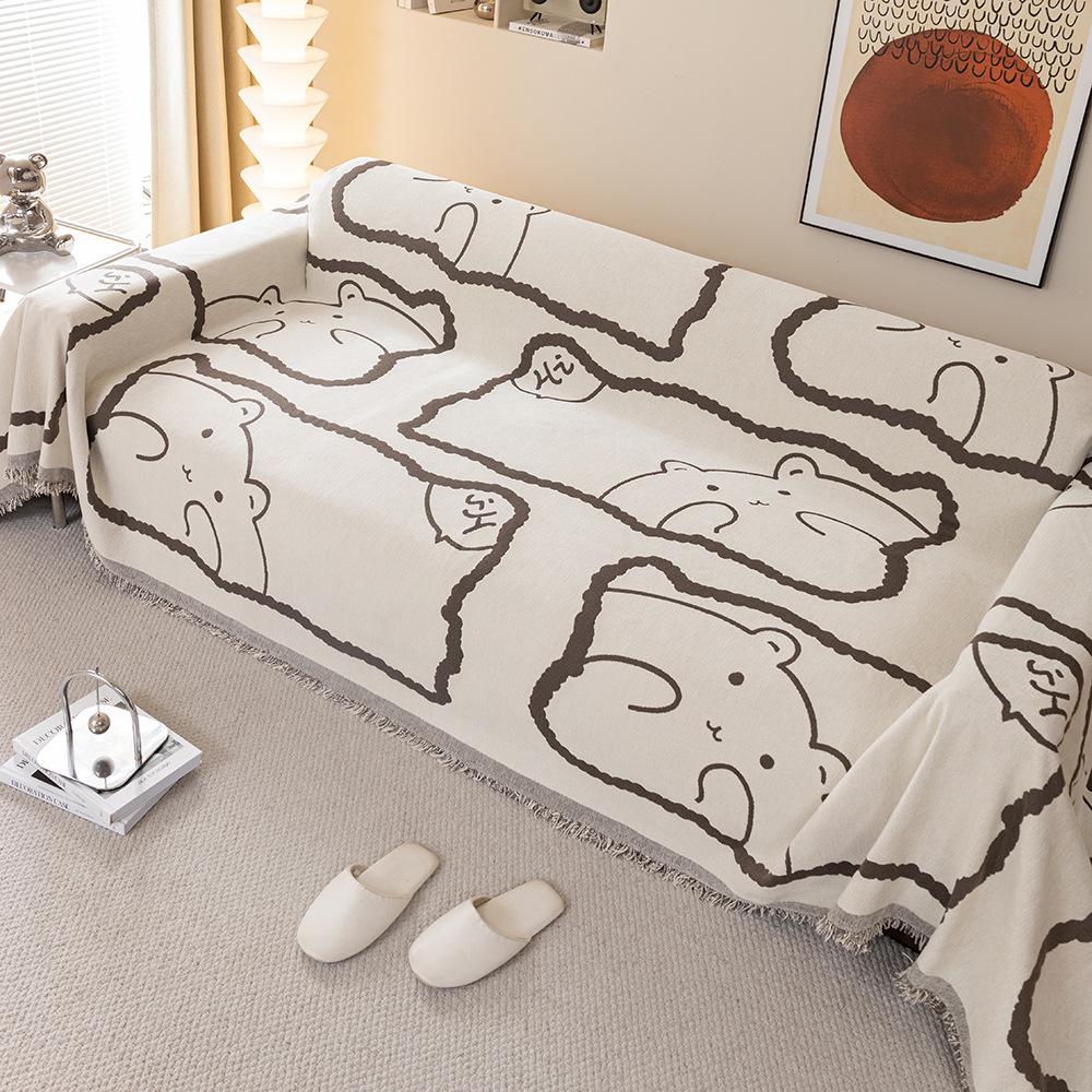 Chenille Cartoon Sofa Towel Cover, All-season Universal Anti Slip Sofa Cover, Anti Cat Scratch Cloth Cushion, New Model