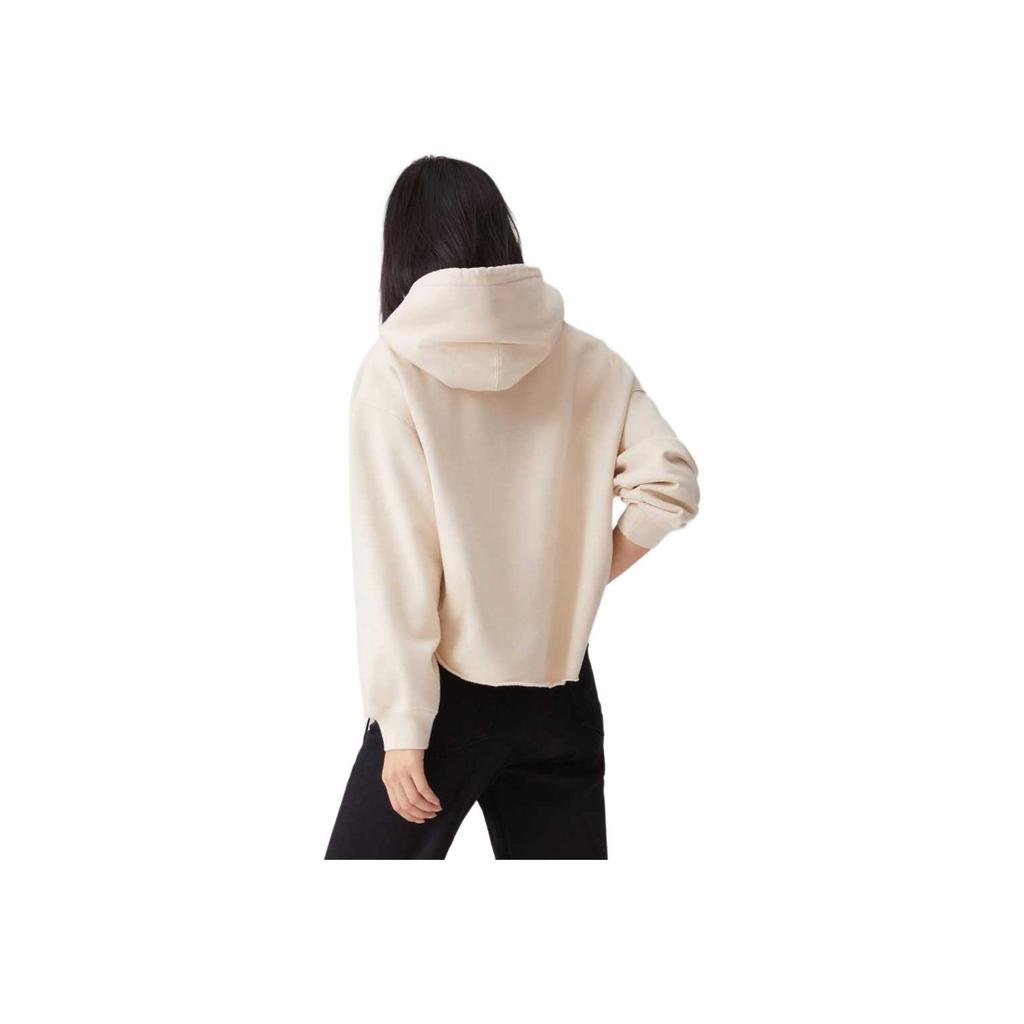 Levis Loose Fashion Casual Kangaroo Pocket Drawstring Hoodie Women Hoodies Off-White A9338-0000